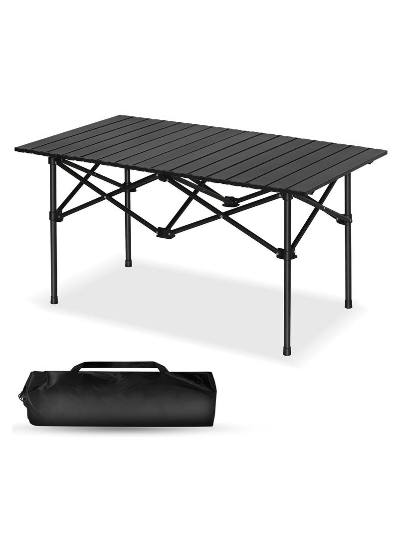 BLOOMING TIME Lightweight Folding Camping Table – Portable Outdoor Picnic, BBQ, Beach & Fishing Table with Carry Bag, Strong X-Frame Stability 95×55×50 cm - Image 1